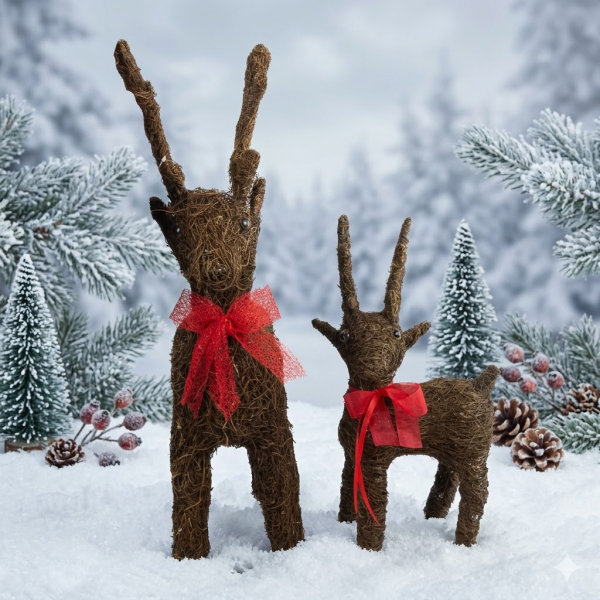 Winterliche Elche im Set - Weihnachtsdekoration